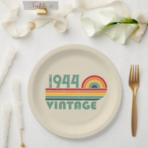 Assiettes En Carton Soixante-dix vintages fête du 80e anniversaire