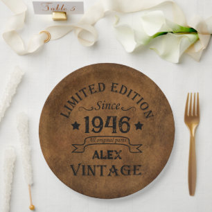 Assiettes En Carton Soixante-dix vintages fête du 80e anniversaire