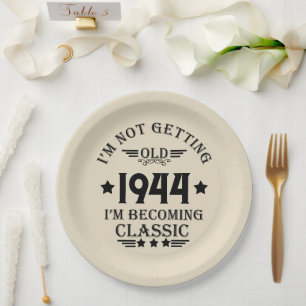 Assiettes En Carton Soixante-dix vintages fête du 80e anniversaire