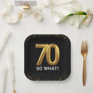 Assiettes En Carton Soixante-dixième anniversaire drôle et doré So Wha