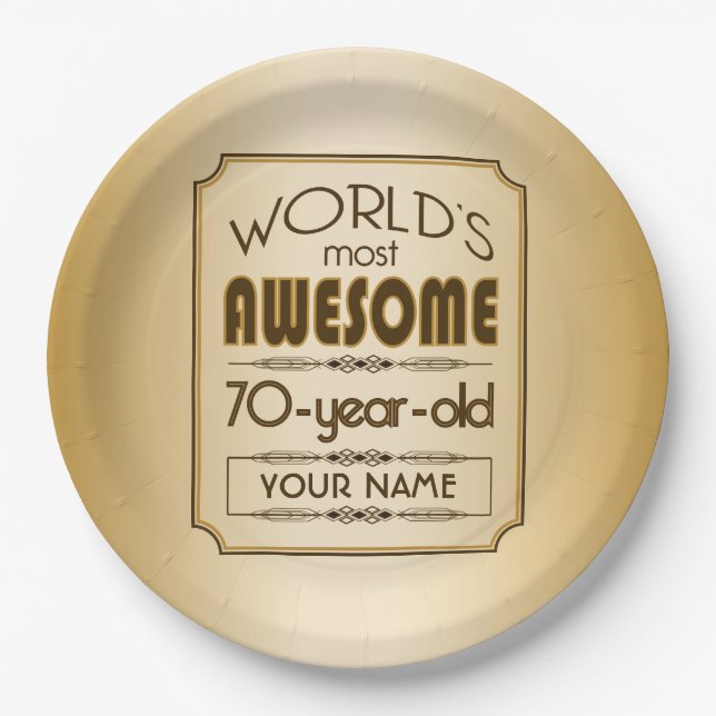 Assiettes En Carton Soixante-dixième monde de célébration (Devant)