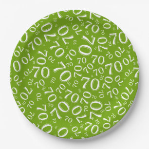 Assiettes En Carton soixante-dixième Vert et blanc de motif de nombre