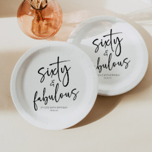 Assiettes En Carton Soixante et fabuleux Minimal 60e fête d'anniversai