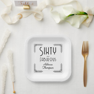 Assiettes En Carton Soixante Fantastique Art Déco Noir et Blanc 60e An