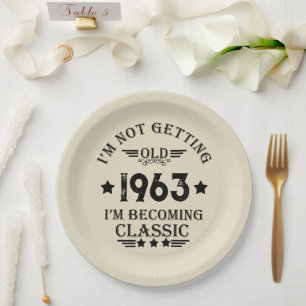 Assiettes En Carton Soixante vintage 60e anniversaire personnalisée