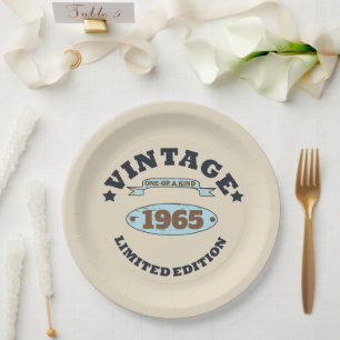 Assiettes En Carton Soixante vintage 60e anniversaire personnalisée
