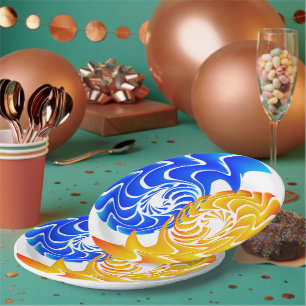 Assiettes En Carton Solde Abstrait du Yin Yang Gold