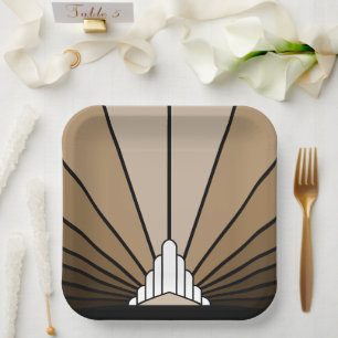 Assiettes En Carton Soleil Art déco dans tôle en papier tressé