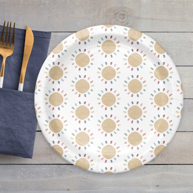 Assiettes En Carton Soleil Boho (Boho Sun Baby Shower Paper Plates
)
