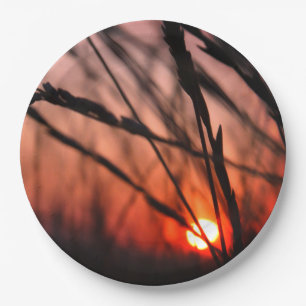 Assiettes En Carton Soleil dans l'herbe Plaques papier personnalisées