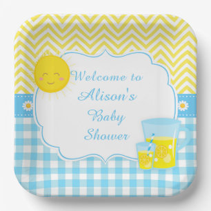 Assiettes En Carton Soleil & Lemonade Bleu & Jaune