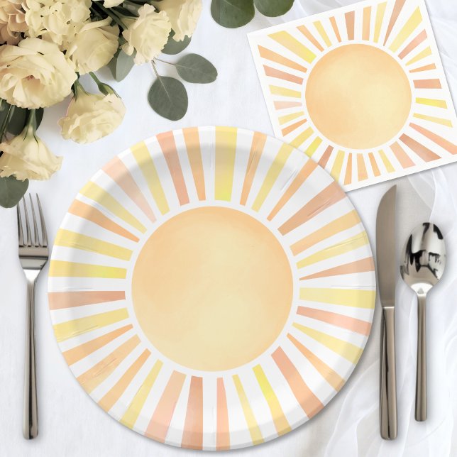Assiettes En Carton Soleil Orange Jaune (Yellow Orange Sun Paper Plates )