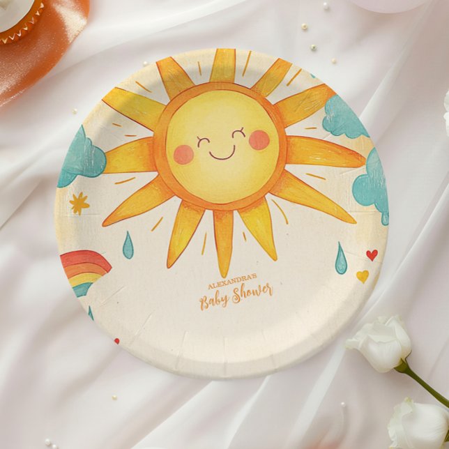 Assiettes En Carton Soleil Sexe Neutre Boho Sun (Créateur téléchargé)