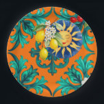 Assiettes En Carton soleil sicilien, été, citron, mosaïque, bleu,<br><div class="desc">Été,  soleil,  dynamique,  tuiles méditerranéennes</div>