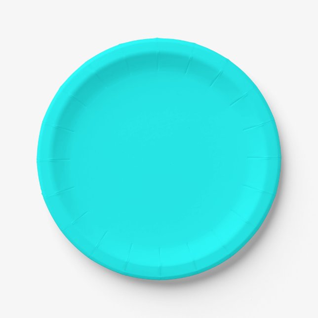 Assiettes En Carton Solid Cyan 7 Inch Round Party Paper Plate (Devant)