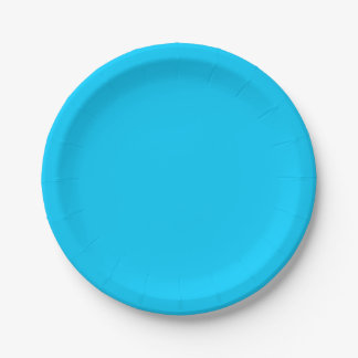 Assiettes En Carton Solide Vivid Ciel bleu minimaliste Plain moderne