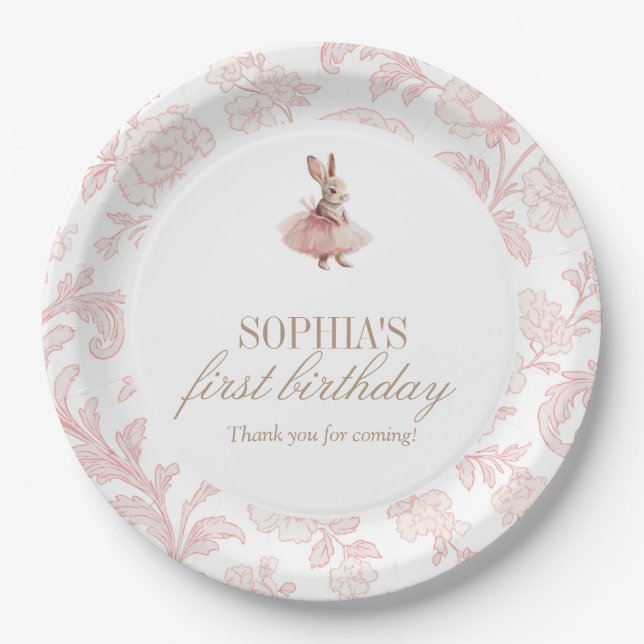Assiettes En Carton Some Bunny Birthday Pink Bunny Party (Devant)