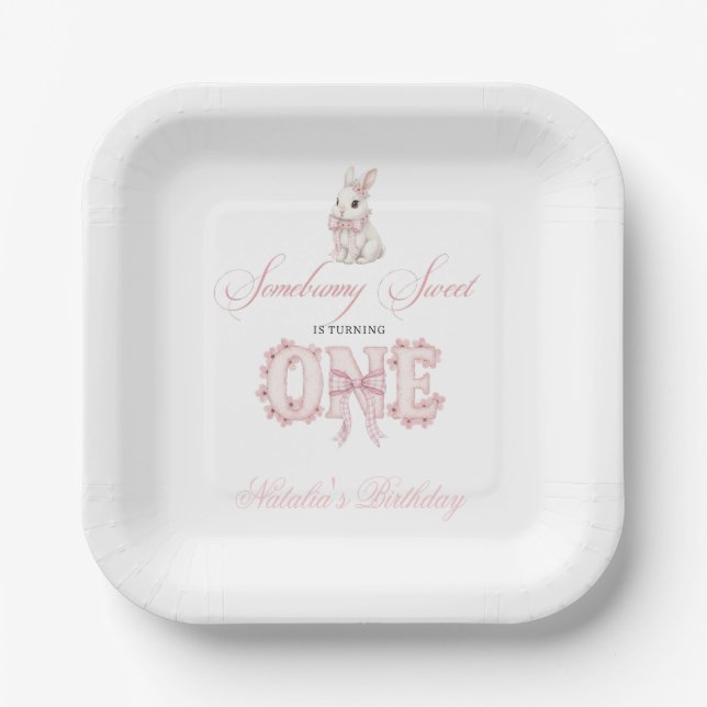 Assiettes En Carton Somebunny Sweet 1st Birthday Spring Floral Invitat (Recto)