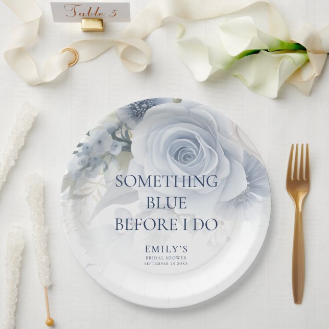 Assiettes En Carton Something Blue avant de faire Florals Baby Shower (Mariage)
