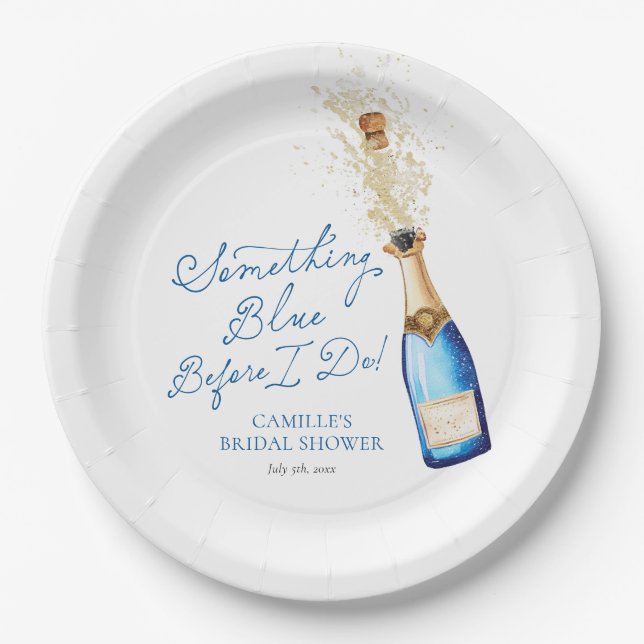 Assiettes En Carton Something Blue Champagne Bridal Brunch (Devant)
