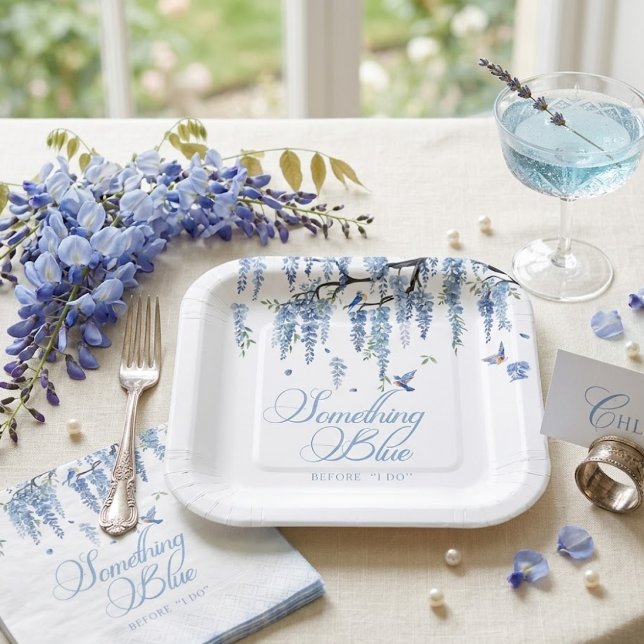 Assiettes En Carton Something Blue Wildflower Bouquet Bridal Shower  (Créateur téléchargé)