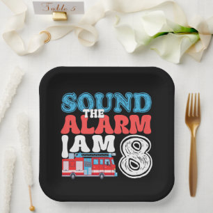 Assiettes En Carton Son L'alarme Je suis 8 pompier 8e anniversaire
