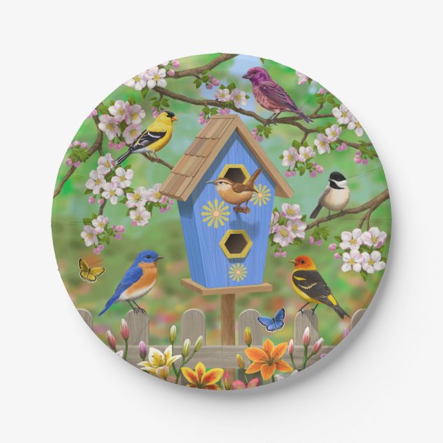 Assiettes En Carton Songbirds Lily Garden Birdhouse (Devant)