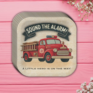 Assiettes En Carton Sonne l'alarme ! Baby shower vintage pour camions