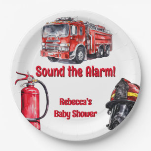 Assiettes En Carton Sonnez le Baby shower d'alarme Red Fire Truck Boy