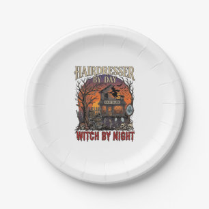 Assiettes En Carton Sorcière de jour de coiffeuse Nuit de Halloween Sa