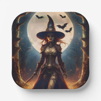 Assiettes En Carton Sorcière de la forêt Steampunk Halloween