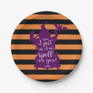Assiettes En Carton Sorcière d'Halloween Je t'ai jeté un sortel Amusan
