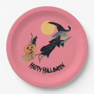 Assiettes En Carton Sorcière Halloween Party Amusante plaque de papier