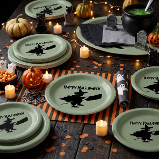 Assiettes En Carton Sorcière noire