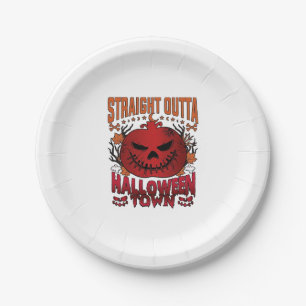 Assiettes En Carton Sortis d'Halloween Town Fantômes de citrouille rou