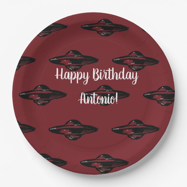 Assiettes En Carton Soucoupe volante UFO (Devant)