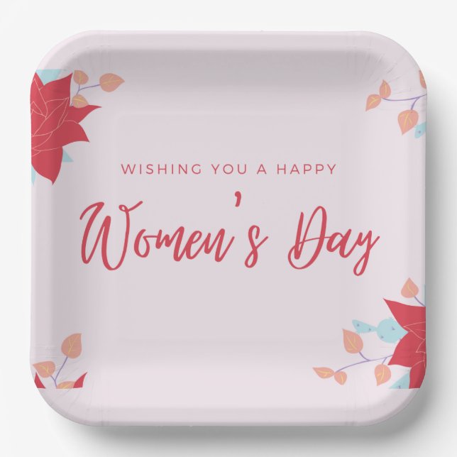 Assiettes En Carton Souhaitez rose fête des femmes heureuse (Recto)