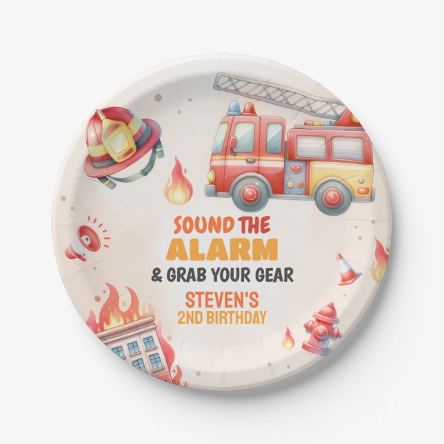 Assiettes En Carton Sound the Alarm Fire Truck Baby Shower (Devant)