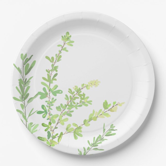 Assiettes En Carton Sources à feuillage persistant Nature Verdure (Devant)