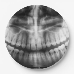 Assiettes En Carton Sourire noir et blanc de la bouche des dents de ra