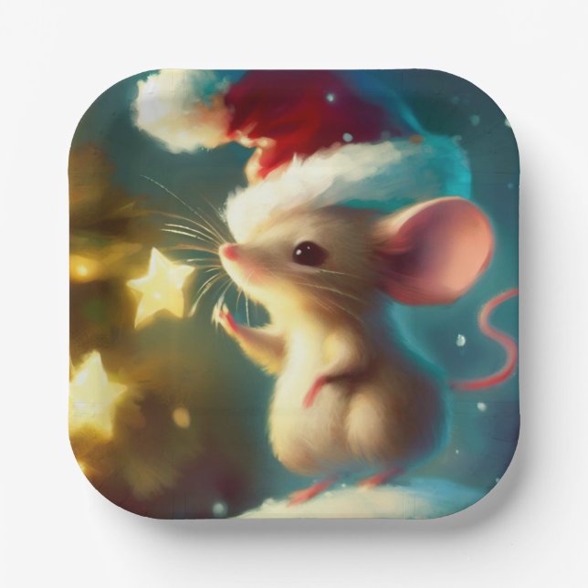 Assiettes En Carton Souris de Noël 1 (Recto)