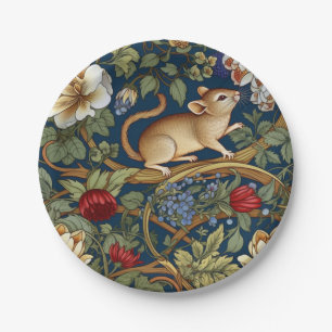 Assiettes En Carton Souris et fleurs Art nouveau
