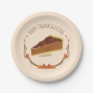 Assiettes En Carton Souris Thanksgiving Pecan Pie Slice Tan Brown