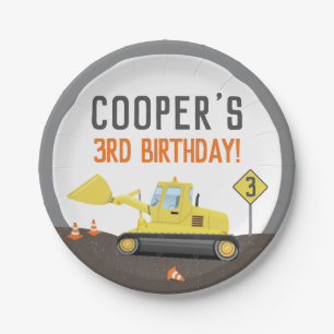 Assiettes En Carton Sous Construction Tracteur Anniversaire N'importe