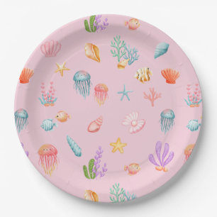 Assiettes En Carton Sous la fête d'anniversaire de la mer