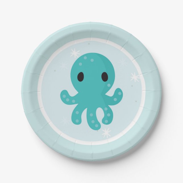 Assiettes En Carton Sous la fête d'anniversaire de la mer (Devant)