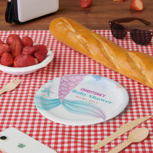 Assiettes En Carton Sous la fête du Baby shower de la sirène de mer