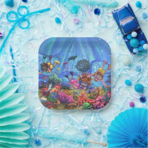 Assiettes En Carton Sous la mer
