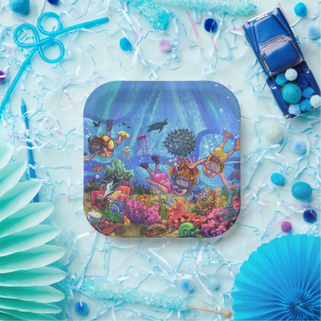 Assiettes En Carton Sous la mer (Fête)