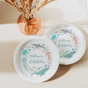 Assiettes En Carton Sous la mer 1er anniversaire
